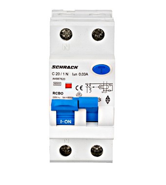 Выключатель дифференциального тока (RCBO), 20A, 1P+N, 6kA, AK667620 Schrack Technik alt_view_2