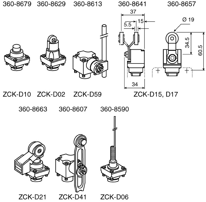 limit switch head ZCKD - thermoplastic roller lever, ZCKD15 Telemecanique alt_view_5