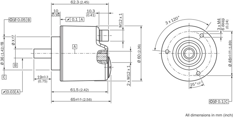 AFM60A-S4IB018X12 ABSOLUTE ENCODER, EtherNet/IP™,262,144 (18 bit), 4,096 (12 bit), Solid shaft, face mount flange 10 mm x 19 mm alt_view_5