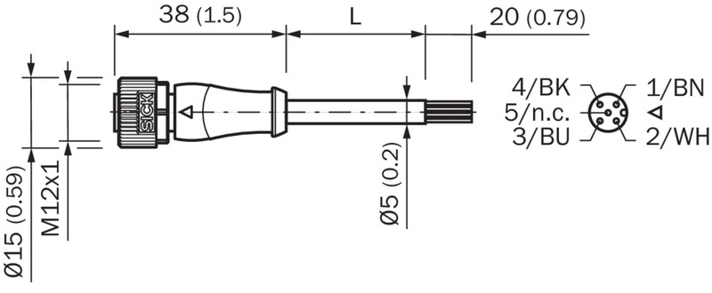 Connector with cable YF2A14-020VB3XLEAX, M12, 4-PIN, straight, female, cable 2m, IP65/IP66K/IP67, 2096234 Sick alt_view_2