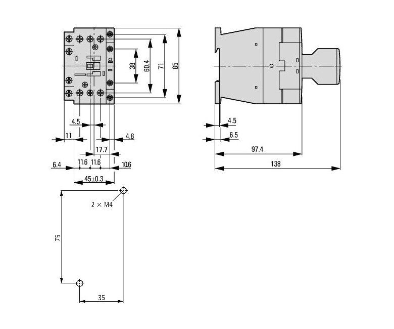 Contactor 11kW, 3P, 1NO, 25A, coil 24VDC, LTD12515 Schrack Technik alt_view_2