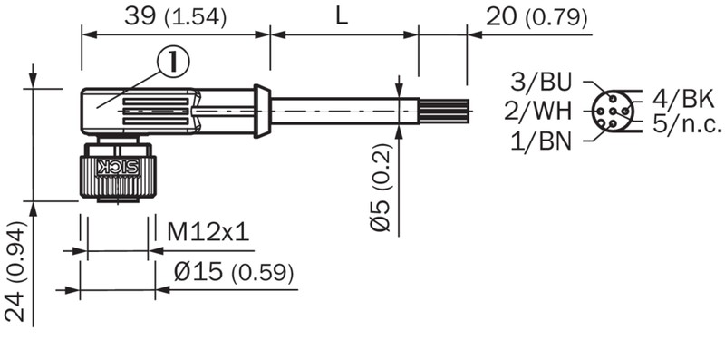 Connector with cable YI2A14-100VB3XLEAX, M12, 4-PIN, angled, female, cable 10m, IP65/IP66K/IP67, LED, 2096231 Sick alt_view_2