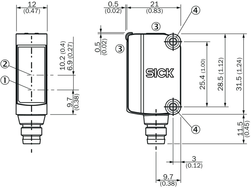 GTE6L-F4211 Photoelectric proximity sensor Energetic, Laser Sn= 0...450 mm, PNP NO/NC (complementary), connector M8, 4-pin 1105818 Sick alt_view_3