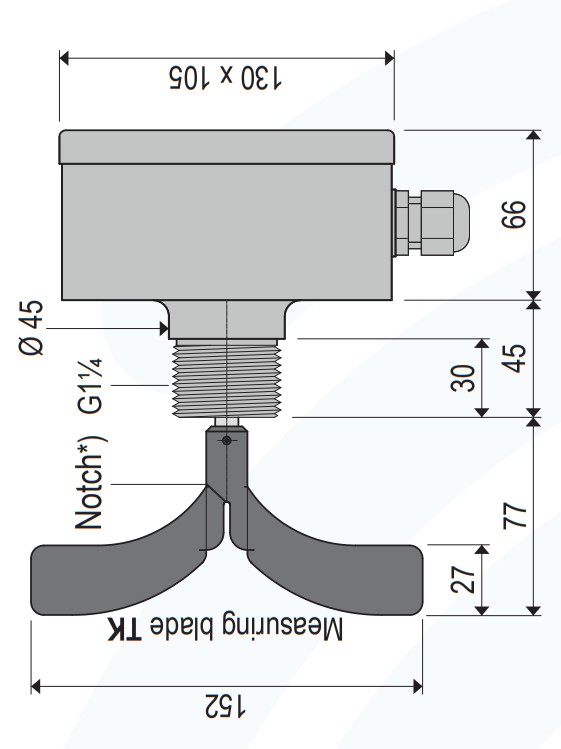 Molletmollet rotary level sensor RF11; 230Vac barošanas spriegums: G1 1/4 savienojuma vītne, plastmasas lāpstiņa. RF11C1G2TK Mollet alt_view_2
