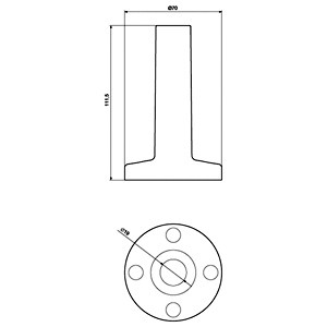Tube with foot, tube length 100 mm, accessory for signaling columns 8WD44, D=..., 8WD4308-0DA, Siemens alt_view_2
