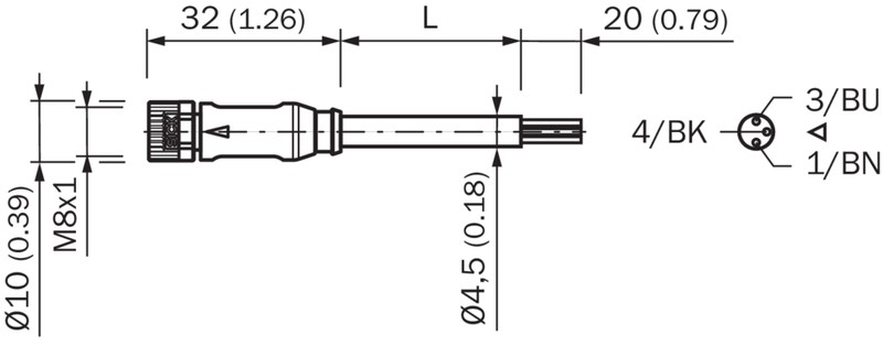 Konektors ar kabeli YF8U13-100VA1XLEAX, M8, 3-PIN, taisns, mamma, kabelis 10m, IP65/IP66K/IP67, 2095885 Sick alt_view_2