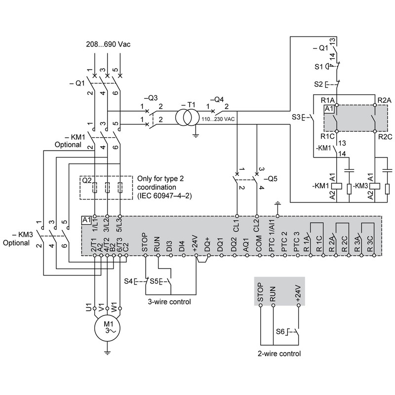 Softstarteris, Altistart 480, 32A, 208 līdz 690 V AC, vadības padeve 110 līdz 230 V AC alt_view_4