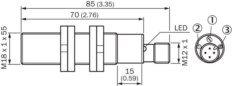 CM18-08BPP-EC1 Capacitive proximity sensor M18, Sn=8mm, PNP, NO/NC, Flush, Male connector M12, 4-pin 6058145 Sick alt_view_2