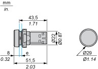 Pogas komplekts 22mm, ar atsperi NO, zaļa, XB7NA31 Schneider Electric