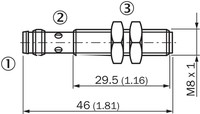 MM08-60APS-ZTK Magnētiskais sensors M8, Sn = 60mm, PNP, NO, konektors M8, 3-pin, U=10..30 VDC 1040067 Sick