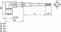 Connector with cable DOL-1204-W02MNI, M12, 4-PIN, angled, female, cable 2m, IP65/IP67/IP69K, 6052614 Sick