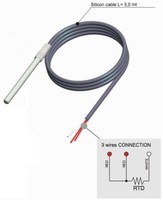 Temperature sensor, PT100, 6 x 30mm, cable 3m, -50….250ºC, 2000.00.584, PIXSYS