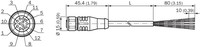 YF2A6B-050UD3XLEAX CABLE,FEMALE ST. 5M0 M12, 12-pin, straight, 5 m, 12-wire, PUR 6054974 Sick