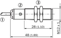 MM12-60APS-ZUK Magnētiskais sensors M12, Sn = 60mm, PNP, NO, 2m kabelis, U=10..30 VDC