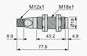 ultrasonic sensor cylindrical M18 - Sn 0.5 m - NO - M12 connector