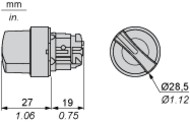 Pārslēdža galva 3 pozīcijas, ar atsperi, 22mm, Zaļa, Harmony XB4 ZB4BK1533 Schneider Electric