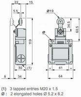 limit switch XCKM - thermoplastic roller lever - 1NC+1NO - snap action - M20, XCKM115H29 Telemecanique