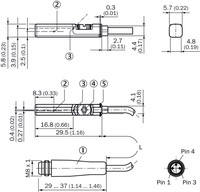 RZT7-03ZUS-KP0 Magnētiskais sensors T-slot cilindriem Reed, NO, 5....30V AC/DC, kabelis 2-wire 0.3 m ar konektoru M8, 3-pin 1070855 Sick