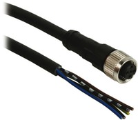 Konektors ar kabeli, M12, 4-PIN, taisns, mamma, kabelis 2m, IP65/IP67/IP69K, , XZCP1141L2 Telemecanique