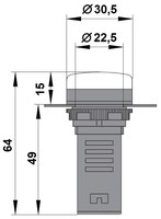 LED lamp yellow, 230 VAC, 22mm, BZ501216A Schrack Technik