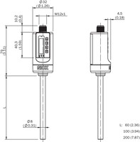 Plūsmas slēdzis FTS-I200F14A FLOW THERMAL SWITCH Probe length 200mm; Water: 3..150cm/s Oil: 3.. 300 cm/s; 2 x push-pull digital outputs; M12 4-pin connector; power supply 24V 1091145 Sick