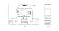 Strāvas pārveidotājs ar Halla efektu, 100A, 20, 8mm, 12…28VDC 0...10V, ModBus, T201DCH100-M Seneca