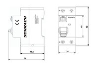 Residual current circuit breaker (RCCB), 63A, 1P+N, 10kA, AR056203 Schrack Technik