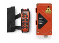 ELCA radio telfera pults komplektsPults-raidītājs IP65, darbības radiuss150muztvērējs IP65Litija baterijaPlecu lenta pultijmarķējumi pogāmInstrukcija un EU sertifikāts