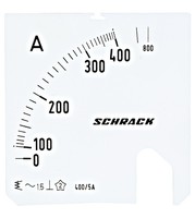 Ammeter scale plate 72x72mm 400/800/5V VAC, MGS57400-A Schrack Technik