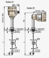 MCA-505-8 mini NivoTRACK Līmeņa devējs ar LCD displeju, 0,5m, 1''BSP, 4-20mA+HART/1mm/EX ia.