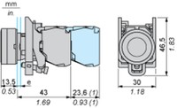 Pogas komplekts 22mm, ar atsperi NO + NC, caurspīdīga zaļa, ar LED apgaismojumu XB4BW33B5 Schneider Electric