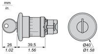 Button head 22mm, turn with key, red, with key ZB5AS944 Schneider Electric