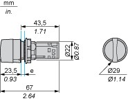 Pārslēdža galva 3 pozīcijas, ar fiksāciju, 22mm, Melna XB7ND33 Schneider Electric