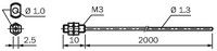 LL3-TM01 Fiber optic kabelis, raidītājs-uztvērējs , M3 vītne, 2m garš