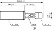 CM12-08EBP-KC1 Capacitive proximity sensor M12, Sn=8mm, configurable - PNP/NPN, NO/NC, Flush/Non-Flush,  Male connector M12, 4-pin