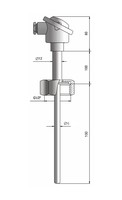 Термопара с резьбой и головкой, N NiCrSi-NiSi, 6 x 100mm, G 1/2, -200….1250°C, TP-533 Czaki