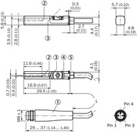 MZT7-03VNS-KP0 Magnētiskais sensors T-slot cilindriem NPN, NO, kabelis 0.3 m ar konektoru M8, 3-pin 1070819 Sick