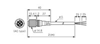 Konektors ar kabeli CIA2-2, M12, 4-PIN, taisns, mamma, kabelis 2m, CIA22 Autonics