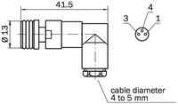 Konektors DOS-0803-W, 3 PIN, mamma leņķiskais, 3A, 60V, 3…5mm, M8, IP67, 7902078 Sick