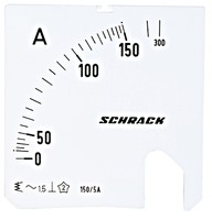 Ammeter scale plate 72x72mm 150/300/5AVAC, MGS57150-A Schrack Technik