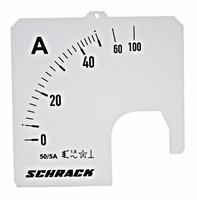 Ammeter scale plate 72x72mm 50/100/5A VAC, MGS57050-A Schrack Technik