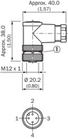 Connector DOS-1204-W, 4 PIN, female angled, 3A, 250V, 3…6mm, M12, IP67, 6007303 Sick