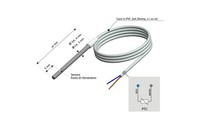 Temperature sensor, PTC1000, 6 x 3mm, cable 3m, -55….150ºC, 2000.09.136, PIXSYS