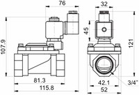 Solenoid valve S103004200N (T-GL104) , 3/4'-20mm, 10W, NC, 0, 5/16bar, 230VAC, IP65, S103004200N SMS Tork