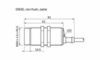 CM30-25NPP-EW1 Capacitive proximity sensor M30, Sn=25mm, PNP, NO/NC, Non-Flush, Cable 4-wire 2 m, 6058156 Sick