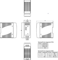 Power supply 100-230V AC to 13.8V DC, 4.5A, 96.6W, DRC-100A  Mean Well