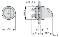 Pārslēdža galva 2 pozīcijas, ar fiksāciju, 22mm, Balta MM216867 Schrack Technik