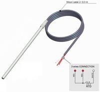 Temperature sensor, PT100, 6 x 130mm, cable 3m, -50….250ºC, 2000.00.572, PIXSYS