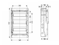 Distribution box 3 rows, transparent doors, IP65, 13985 Schneider Electric