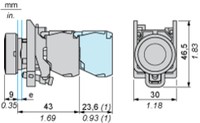 Pogas komplekts 22mm, ar atsperi NO, melna, ar bultu uz leju XB4BA3351 Schneider Electric